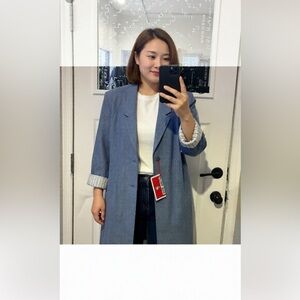 Vintage Elegant Blue Blazer for Women